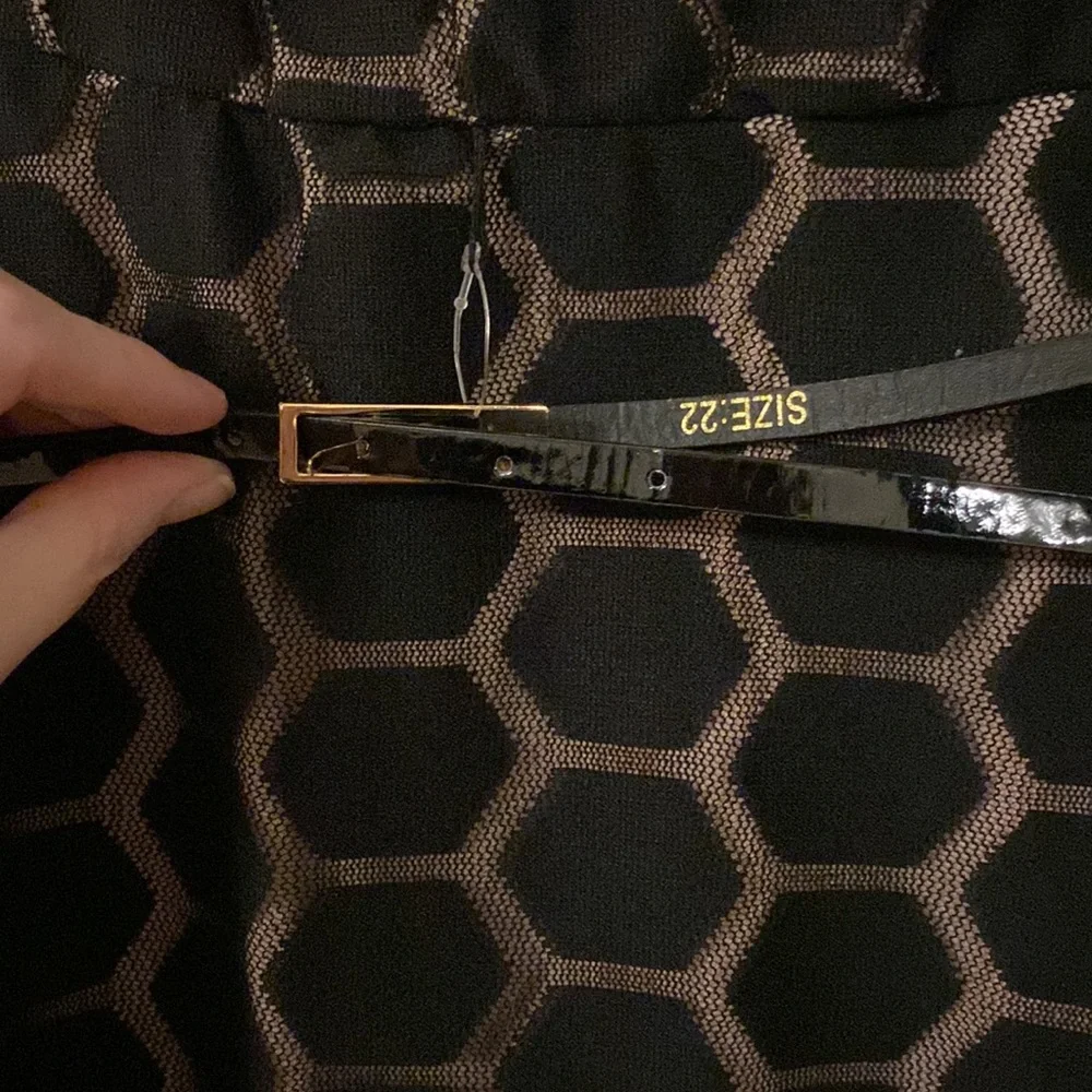 Avenue Sheer Black Overlay Dress w/ Belt - Picture 3 of 7